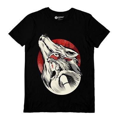 Ghibli - The Princess And The Wolf Black Unisex T-shirt
