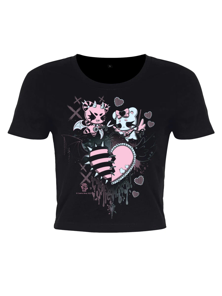 Grindstore - Cosmic Boop Two Aesthetics Black Crop Top