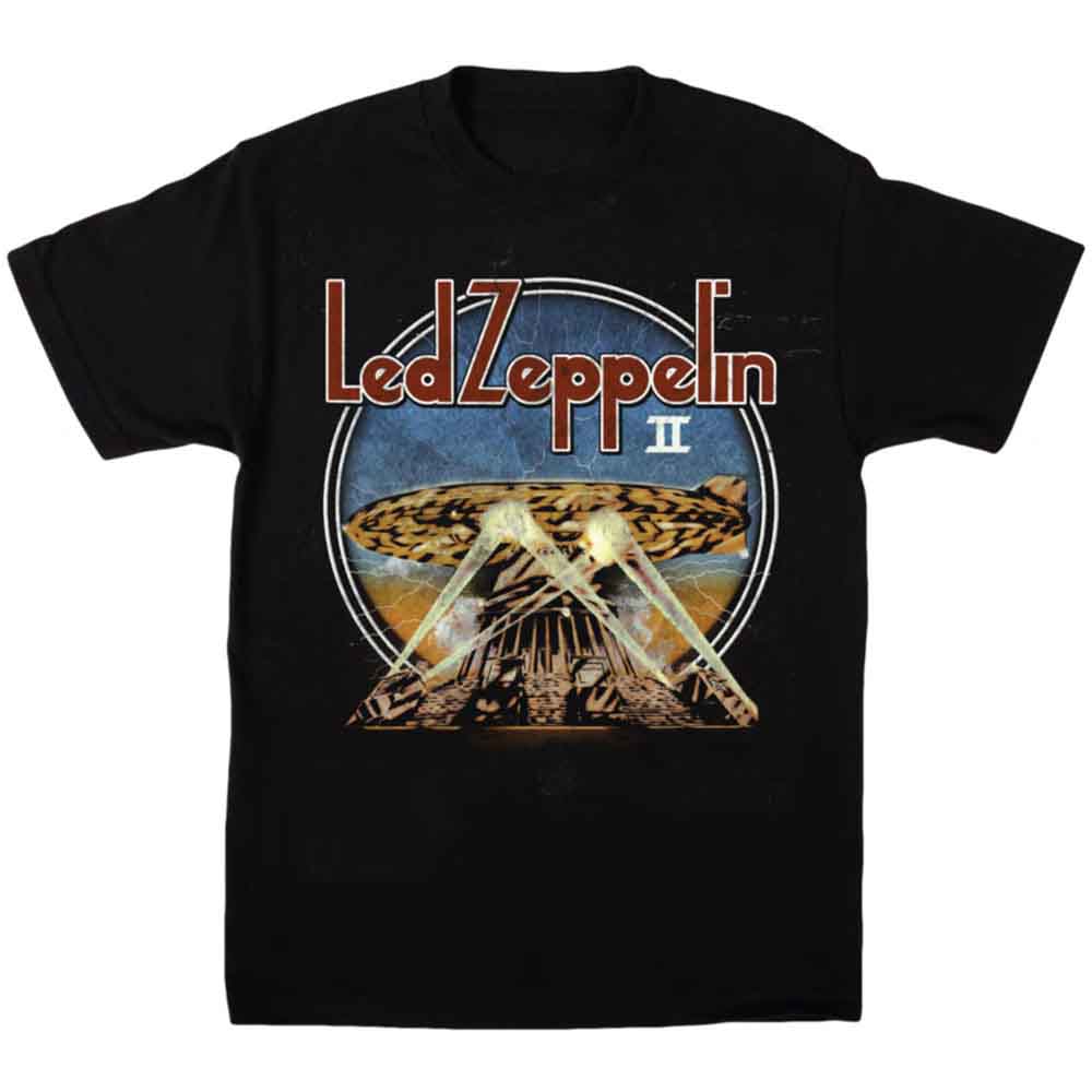 Led Zeppelin Unisex T-Shirt: LZII Searchlights (Black