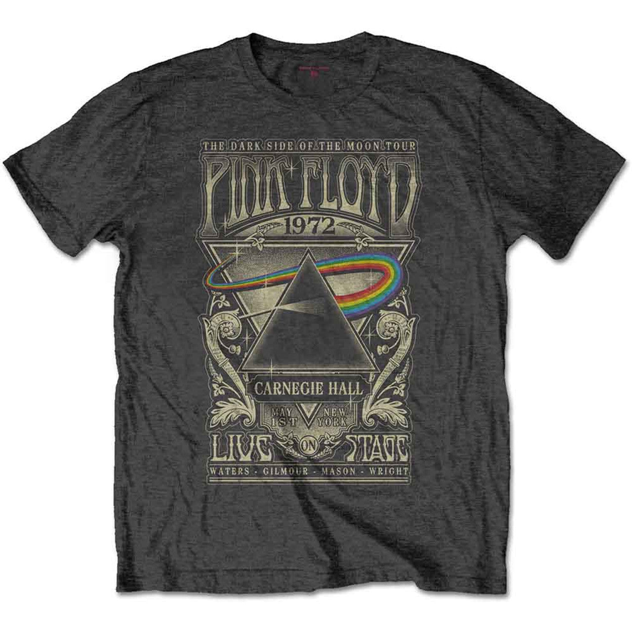 Pink Floyd Unisex T-Shirt: Carnegie Hall Poster (Charcoal Grey)