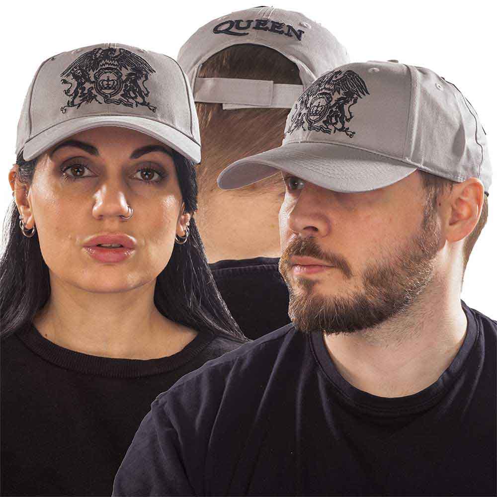 Queen Unisex Baseball Cap: Black Classic Crest (Grey)