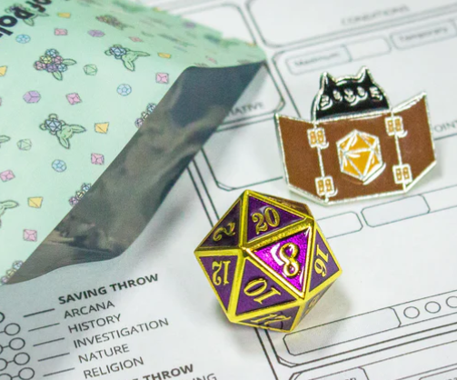 Mystery Dice Goblin - Metal D20 & Pin