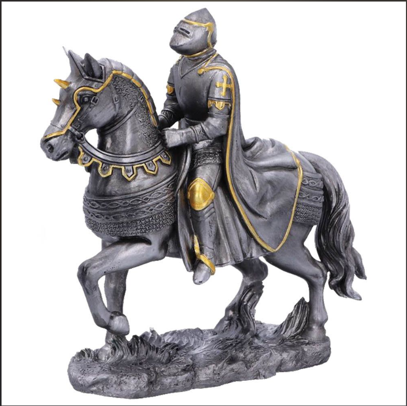 Small Medieval War Horse and Armoured Rider Figurines