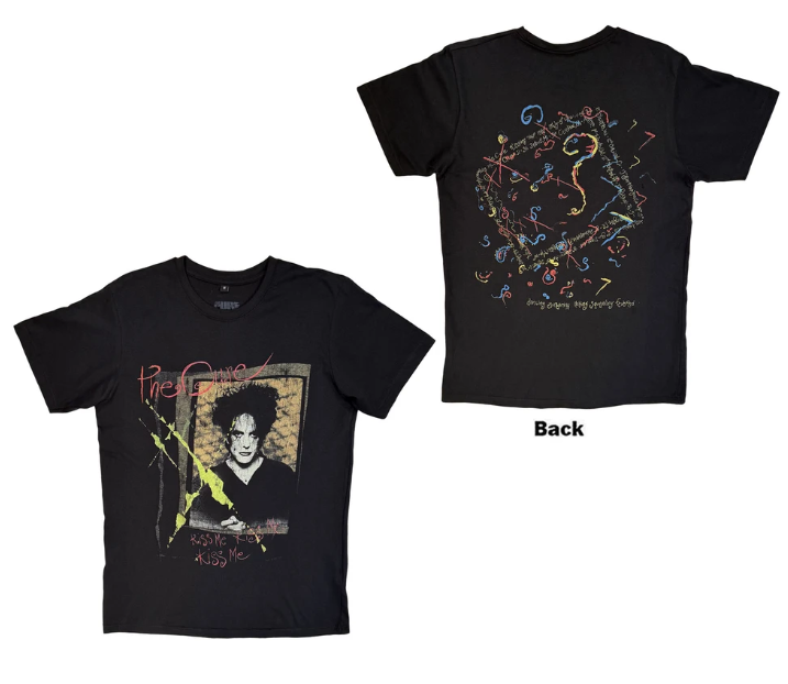 The Cure Unisex Premium Carbon T-Shirt: Kiss Me Vintage (Black) (Back Print)