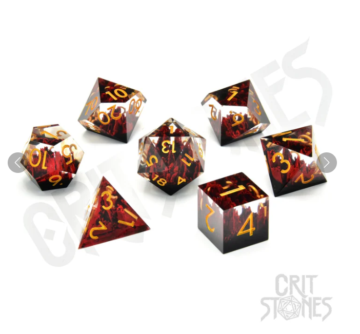 Lava Peaks Sharp Edge Resin RPG Dice Set