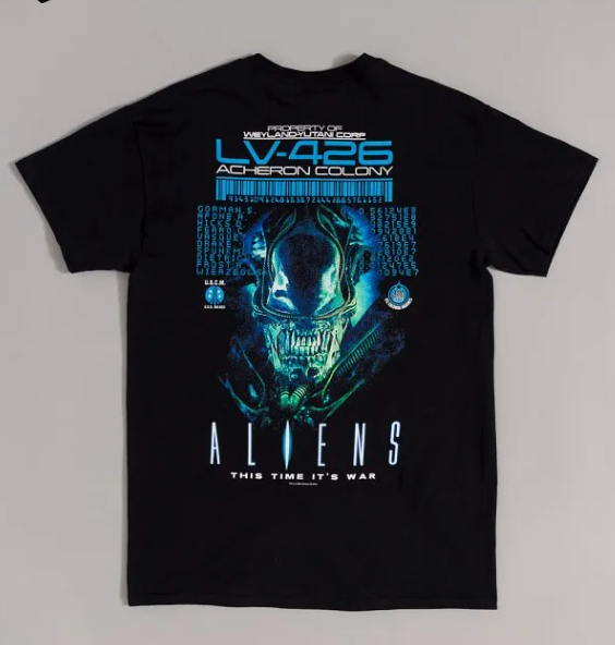 Aliens This Time It's War Black T-Shirt with Back Print