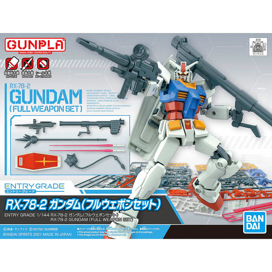 Gundam - 1/144 Entry Grade RX-78-2 Gundam (Full Weapon Set)