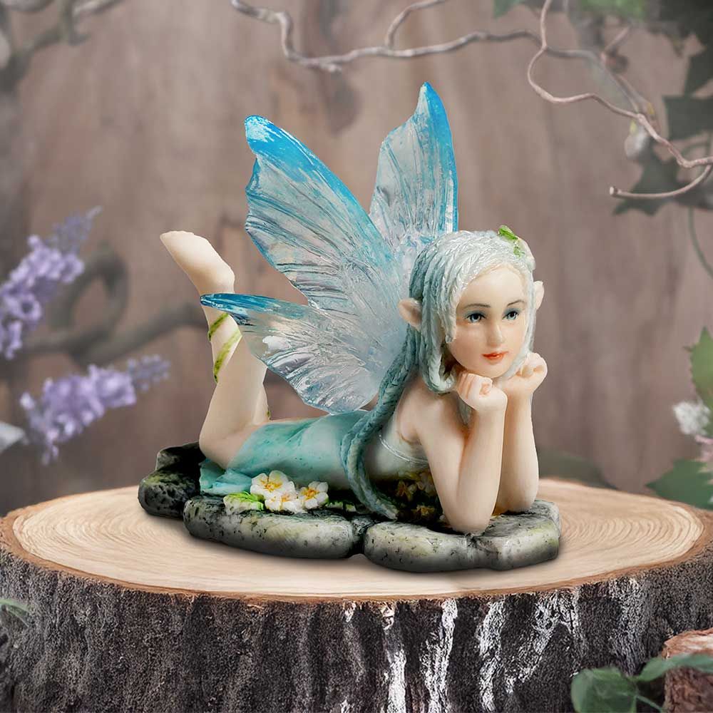 Amelia - Nature fairy figurine with clear blue wings 6CM