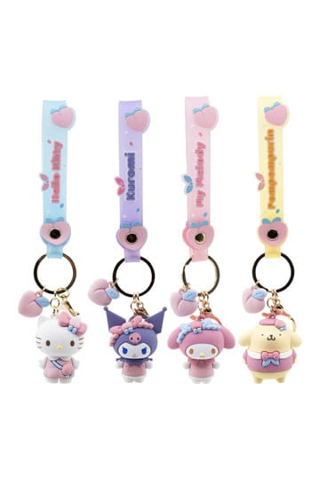 Sanrio Peach Series Keychain with Hand Strap Hello Kitty and Friends