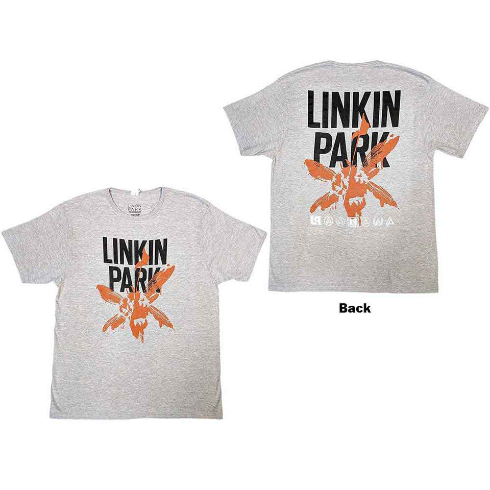 Linkin Park Unisex T-Shirt: Soldier Icons (Grey) (Back Print)