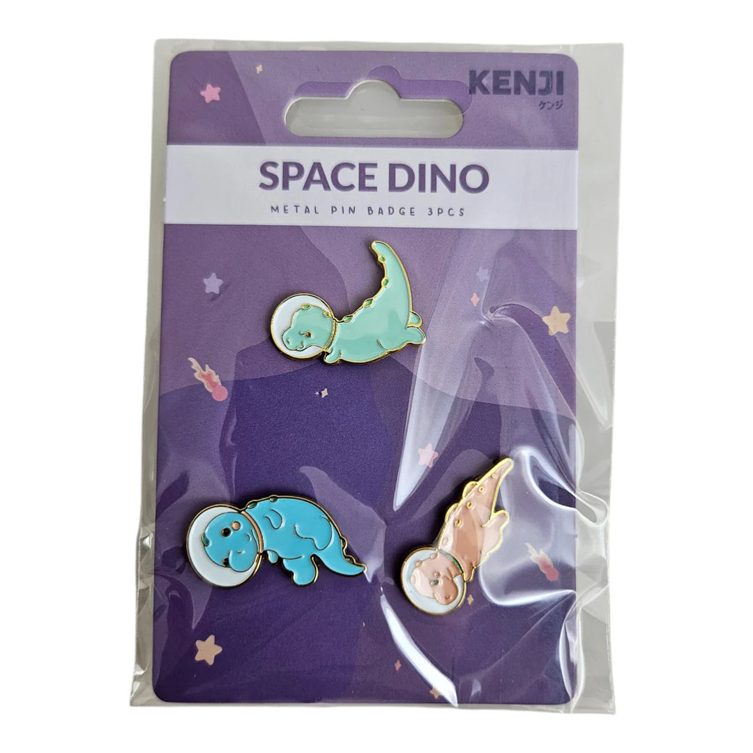 Metal Pin Badges 3pcs - Space Dino