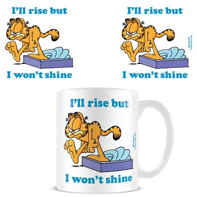 Garfield (I'll Rise But I Won't Shine) White Mug