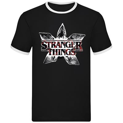 Stranger Things (Demogorgon Logo) Black-white Unisex Ringer T-shirt