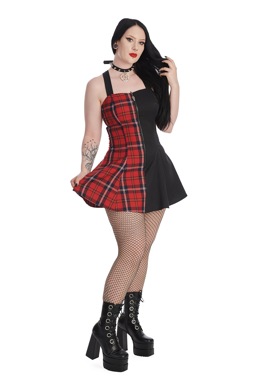 Banned Apparel - Red Ness Half and Half Dress