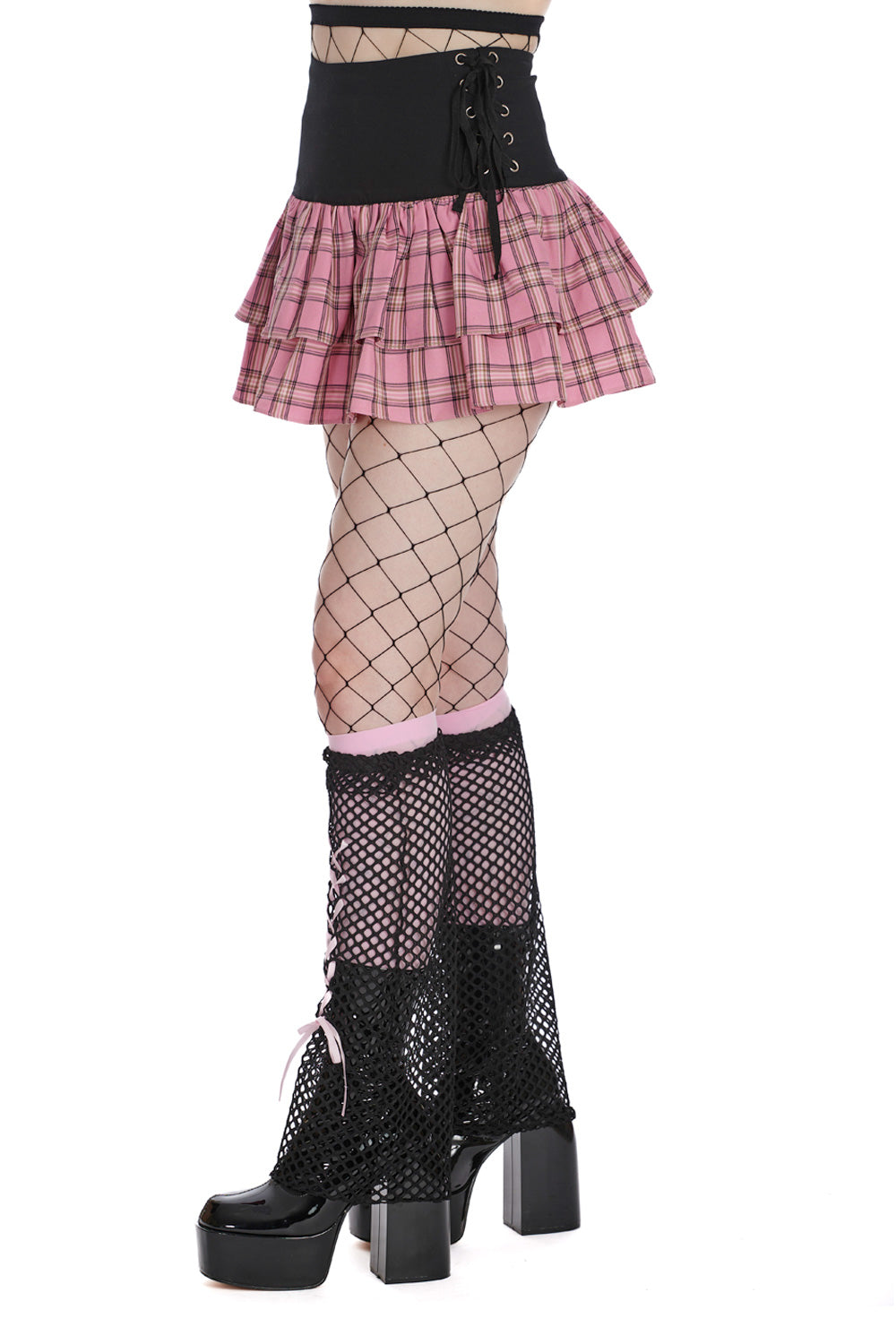 Banned Apparel - Pink/Black Kokoro Check Skirt