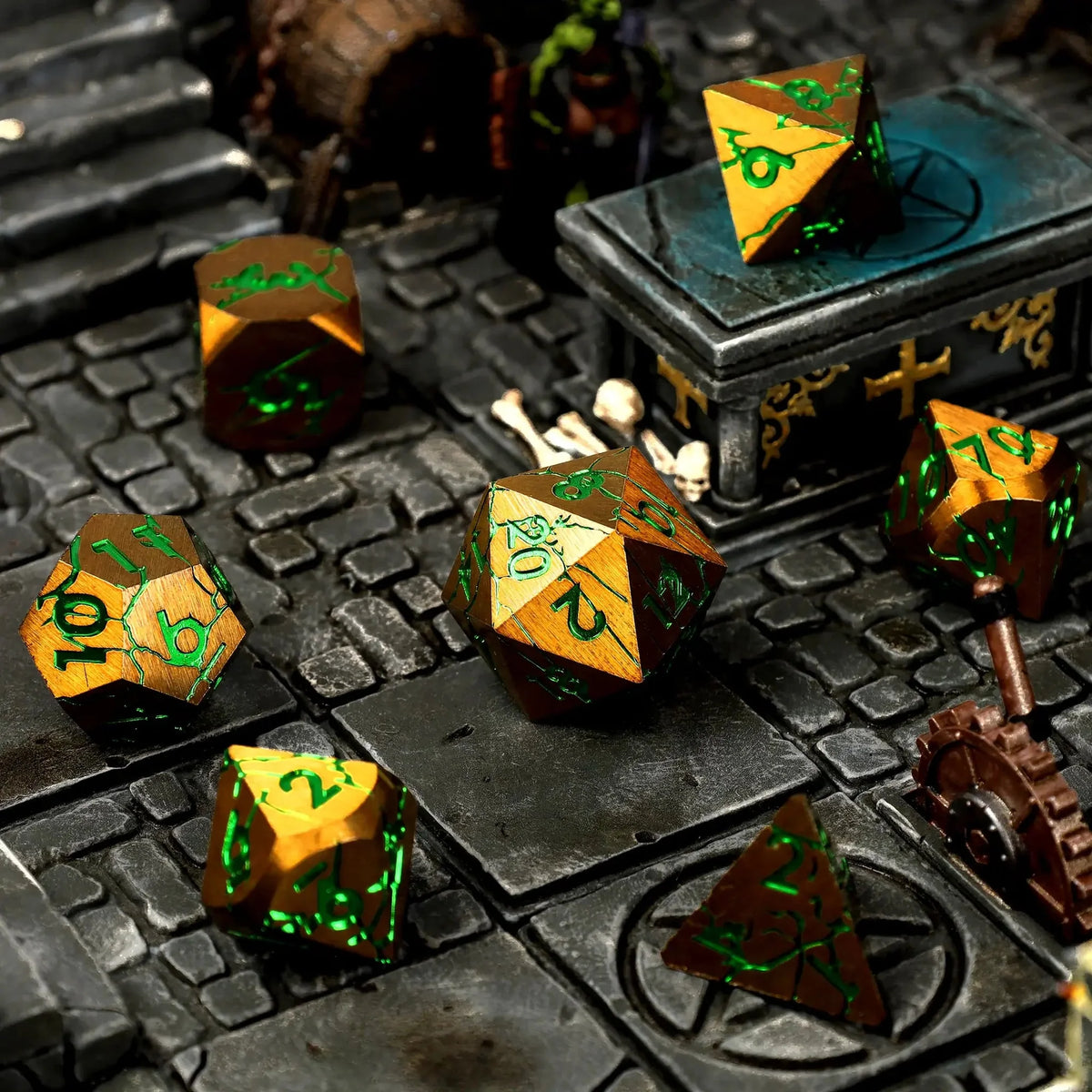 Gorgon Gaze Metal RPG Dice Set
