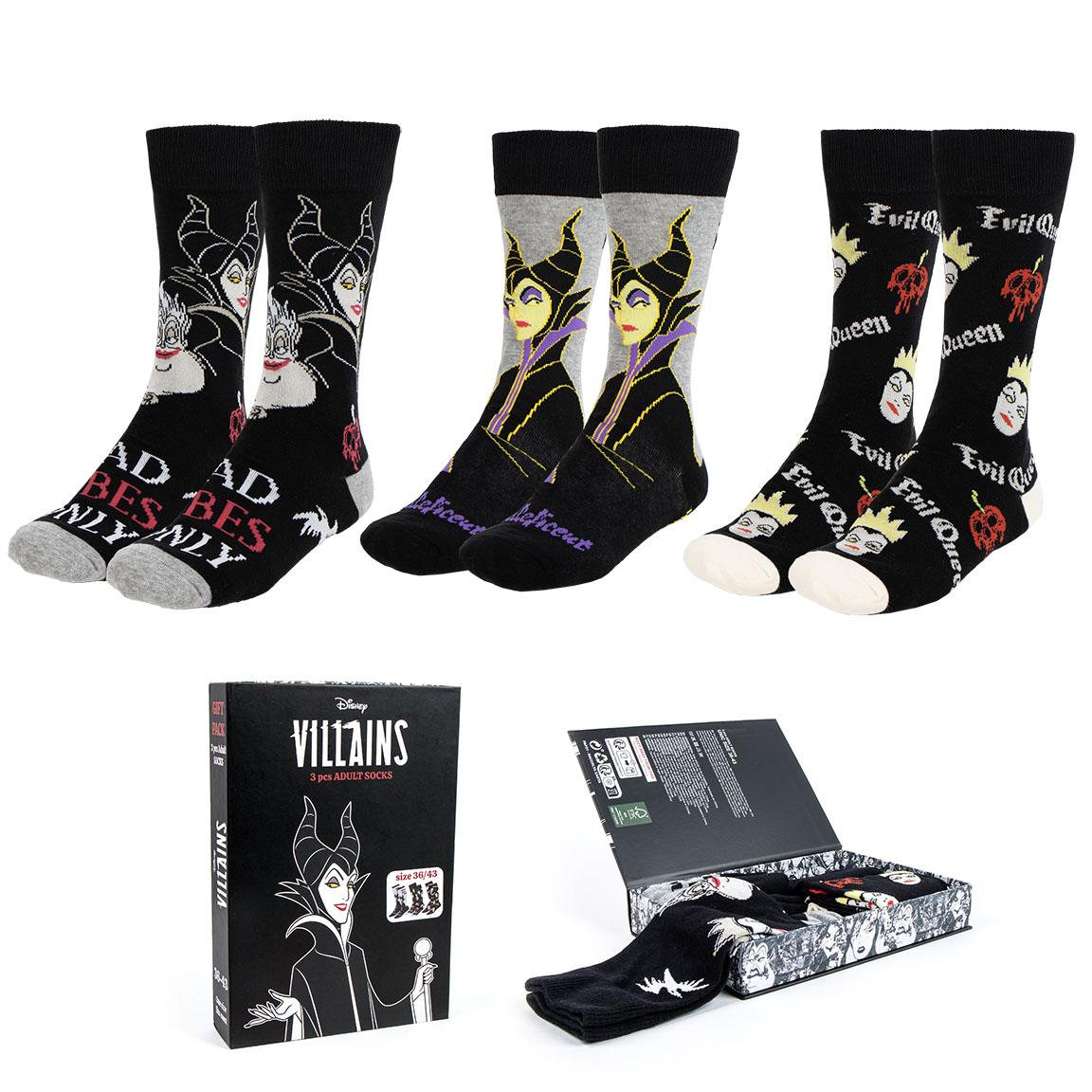 3 PIECES SOCKS SET DISNEY VILLANAS