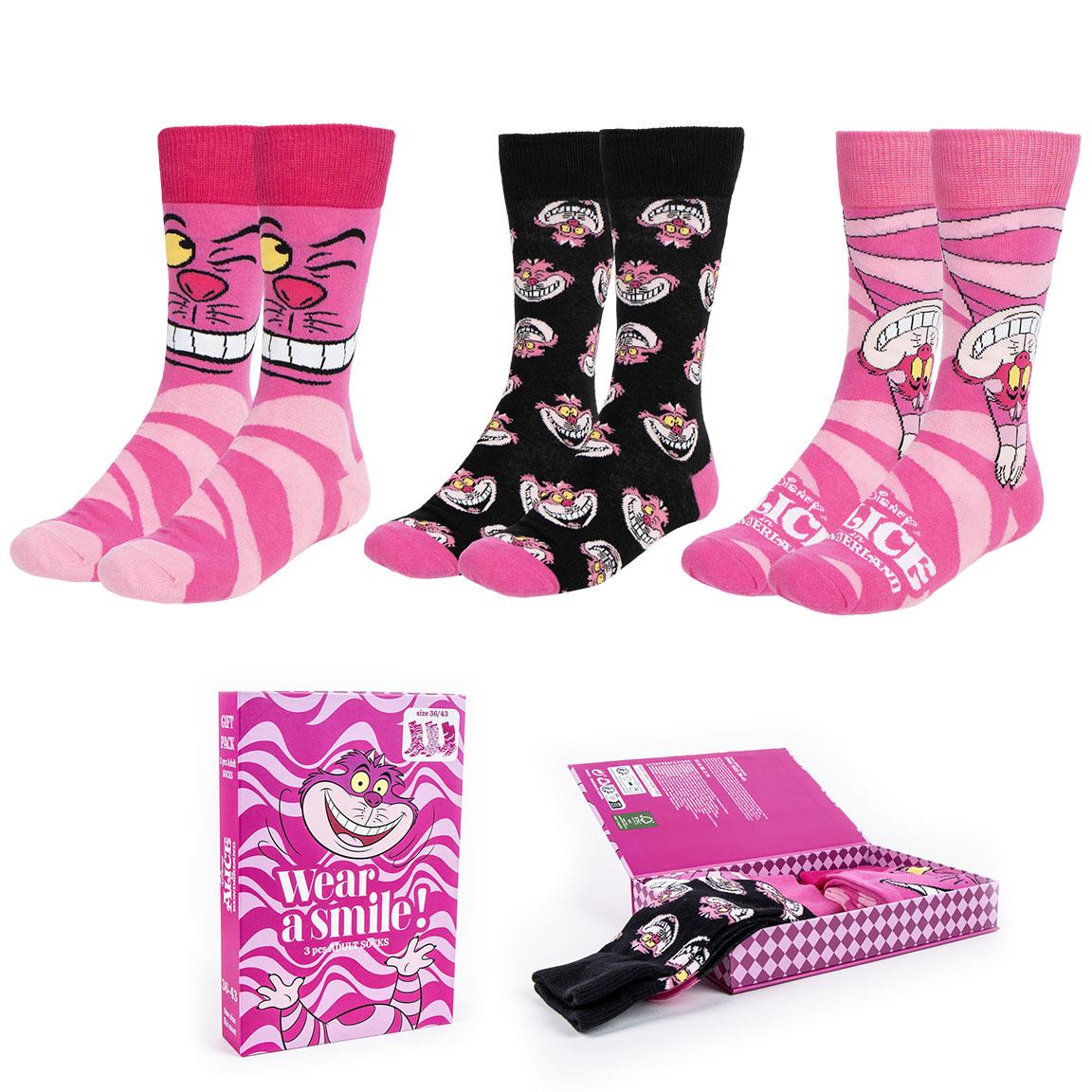 3 PIECES SOCKS SET DISNEY CHESHIRE CAT