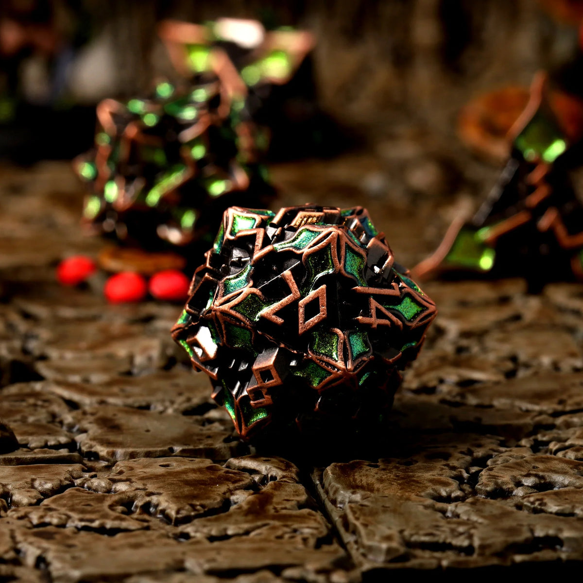 Elfan Woods Metal RPG Dice Set
