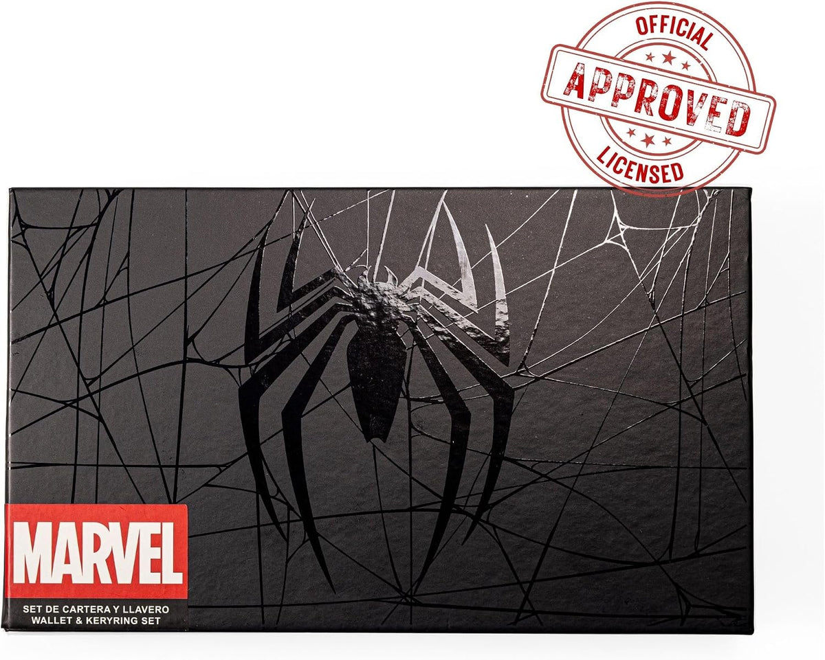 SPIDERMAN BLACK WALLET AND KEYRING SET