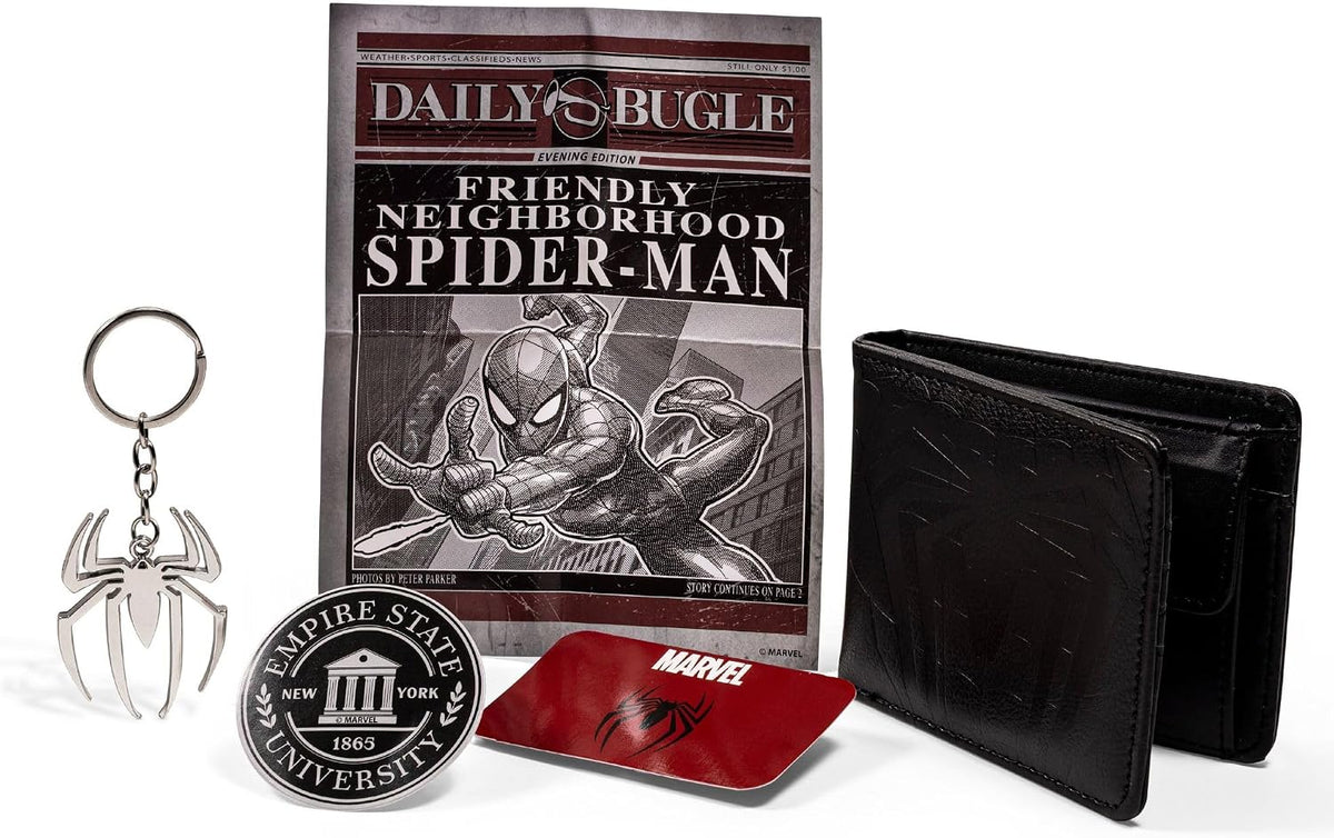 SPIDERMAN BLACK WALLET AND KEYRING SET