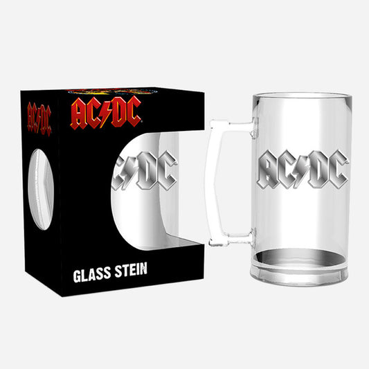 AC/DC Rock Band Metal Crested Logo Glass 500ml Tankard