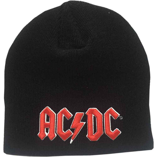 AC/DC Unisex Beanie Hat: Red 3D Logo (Black)