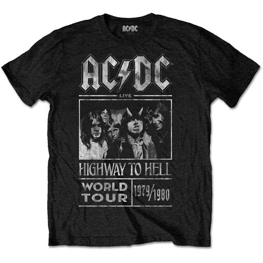 AC/DC Unisex T-Shirt: Highway to Hell World Tour 1979/1980 (Black)