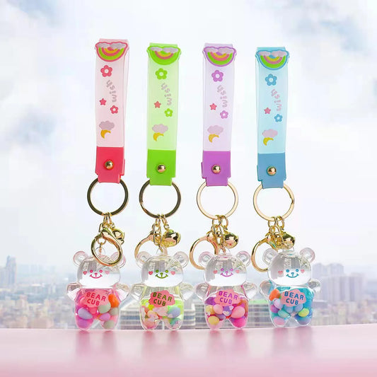 Mima Arcylic Rainbow Bear Keyring