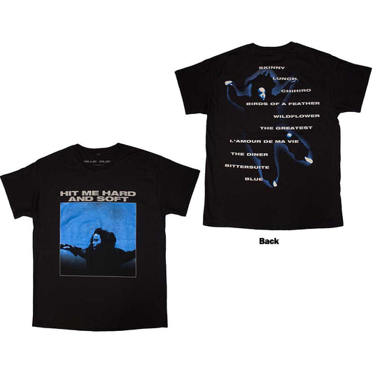 Billie Eilish Unisex T-Shirt: Hit Me Hard And Soft Tracklist (Black) (Back Print)