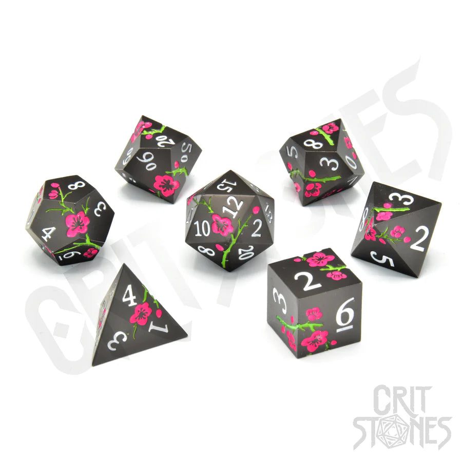Nighttime Blossom Metal RPG Dice Set