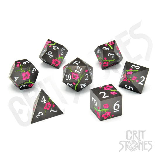 Nighttime Blossom Metal RPG Dice Set