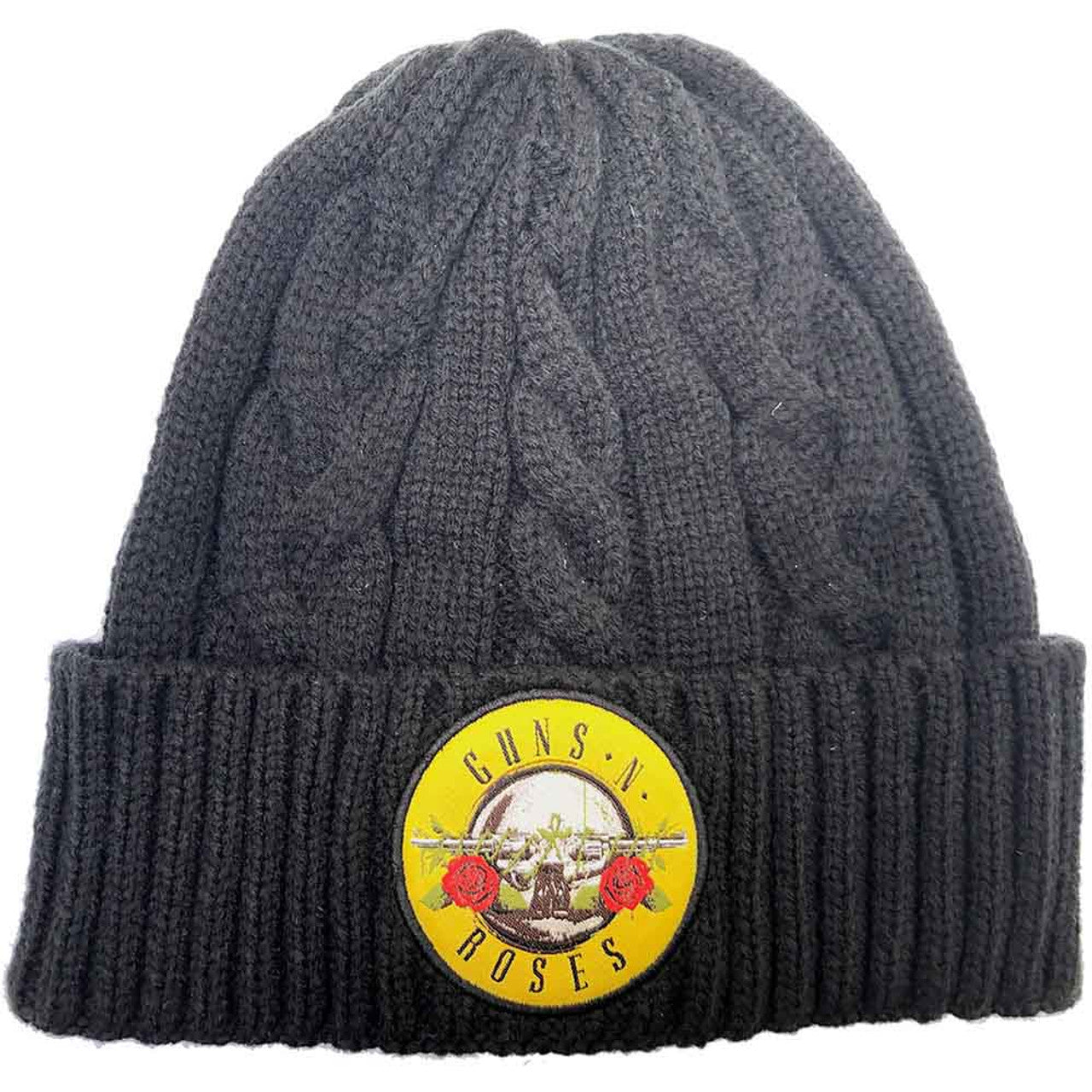 Guns N' Roses Unisex Beanie Hat: Circle Logo (Black) (Cable Knit)