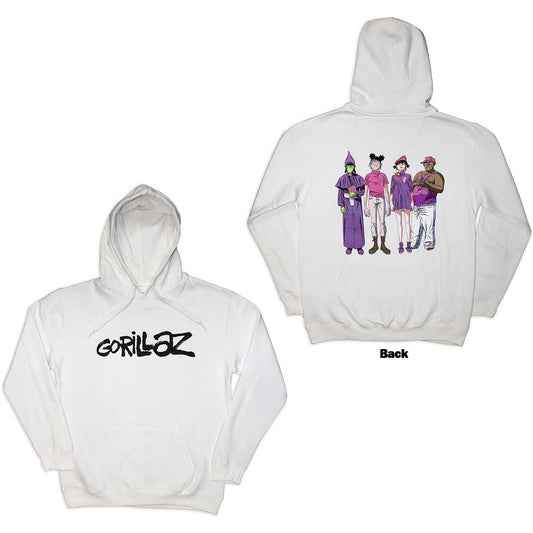 Gorillaz Unisex Pullover Hoodie: Cracker Island (White) (Back Print
