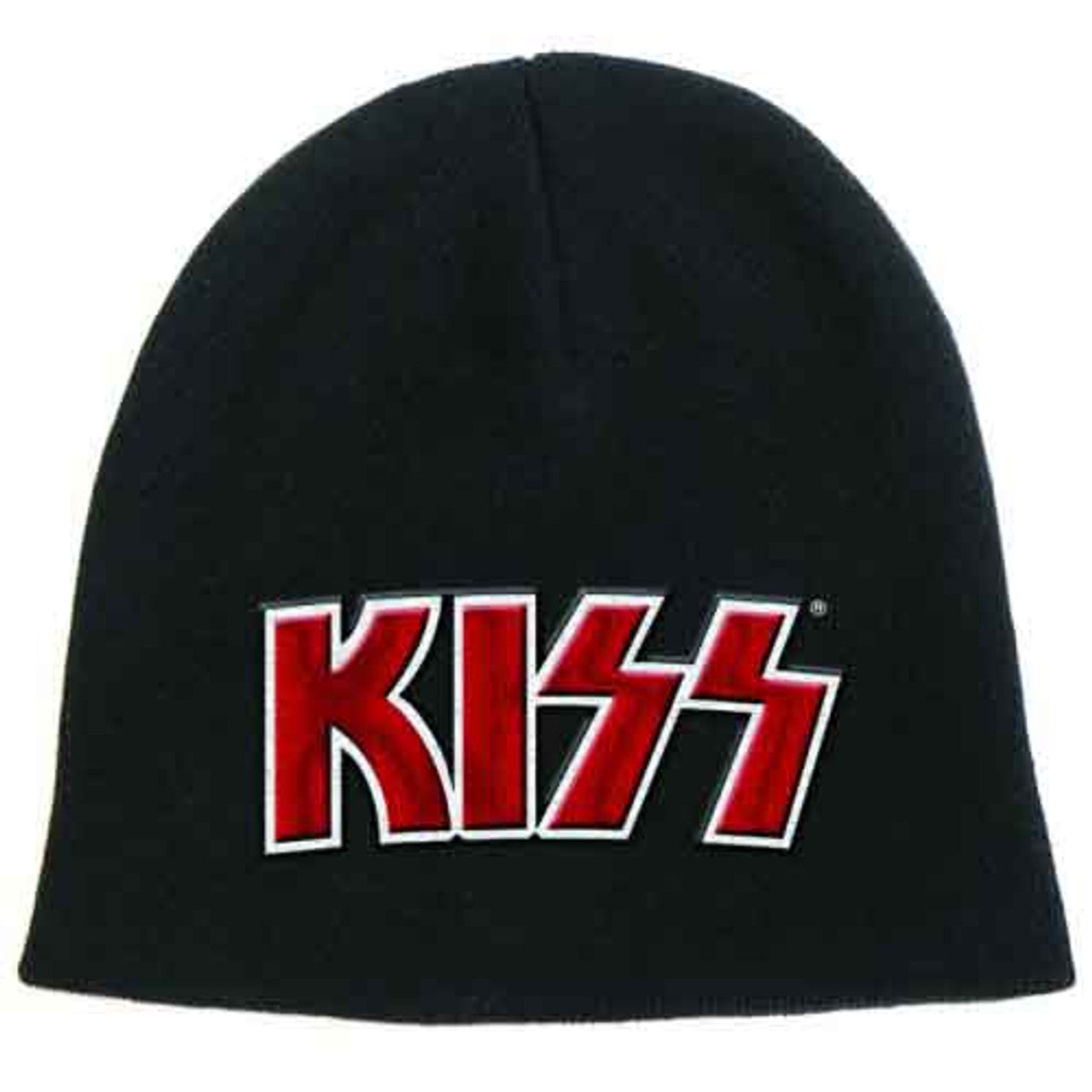 KISS Unisex Beanie Hat: Red on White Logo (Black)