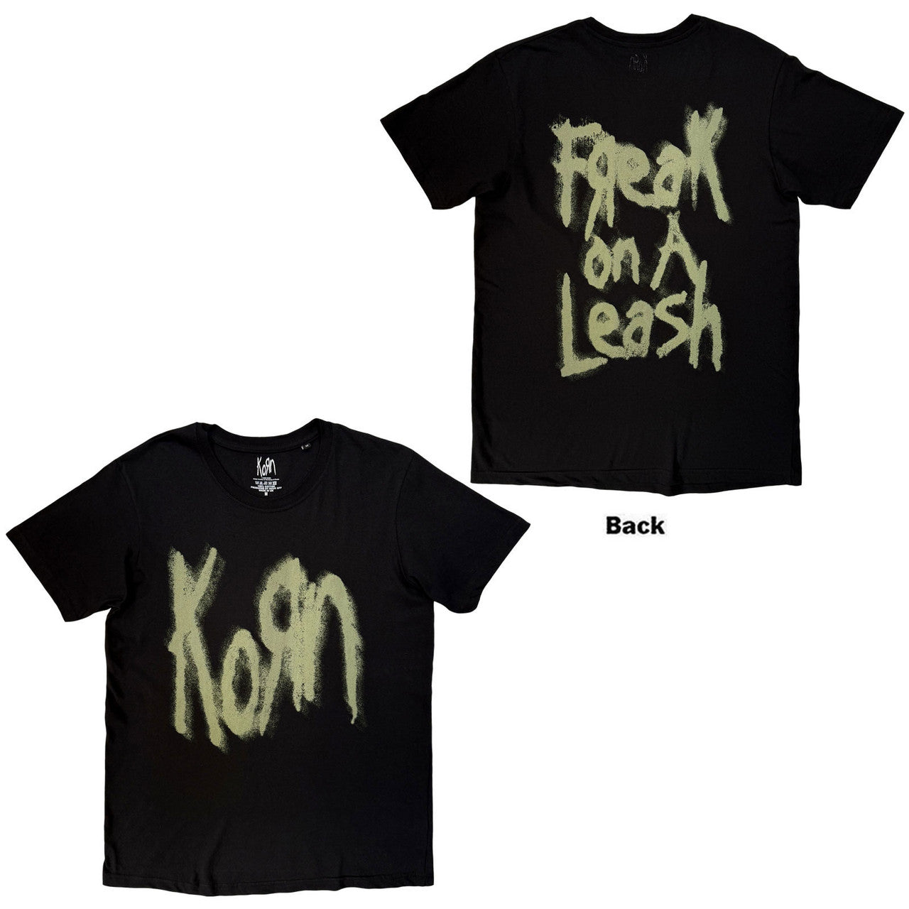 Korn Unisex T-Shirt: Freak On A Leash (Black) (Back Print)