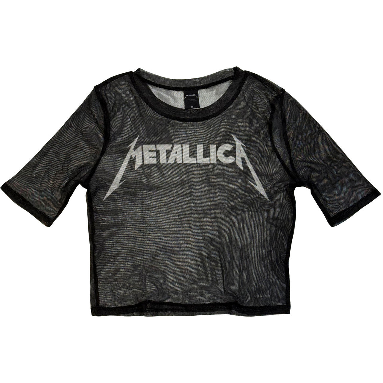 Metallica Ladies Mesh Crop Top: Logo (Black)