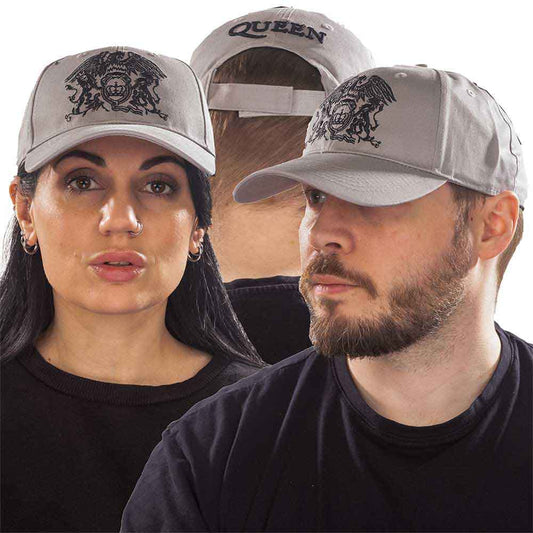 Queen Unisex Baseball Cap: Black Classic Crest (Grey)