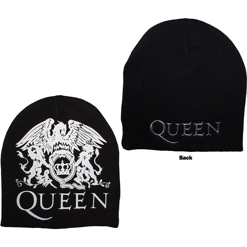 Queen Unisex Beanie Hat: Crest (Back Print)