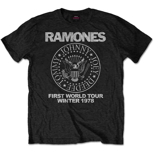 Ramones Unisex T-Shirt: First World Tour 1978 (Black)