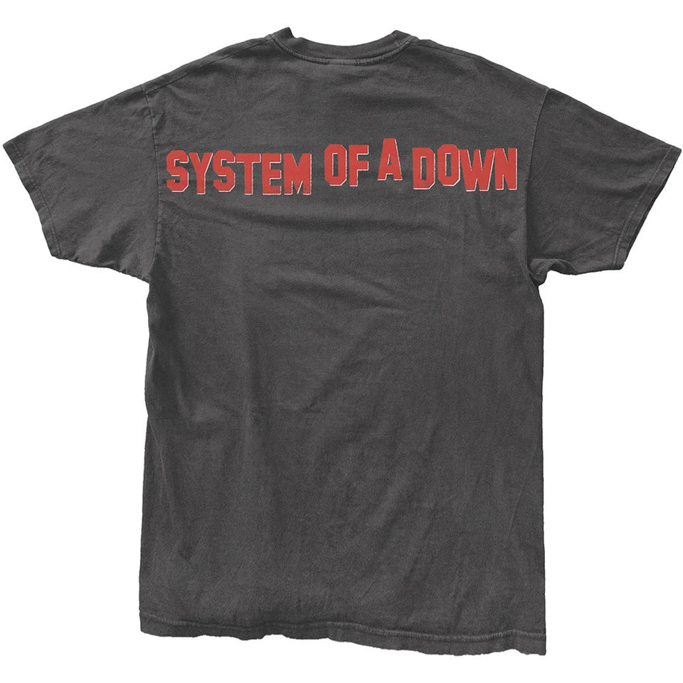 System Of A Down Unisex T-Shirt: Toxicity Stack (Charcoal Grey) (Back Print)