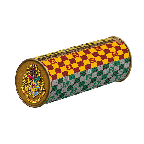 HARRY POTTER (COLOURFUL CREST CHECK) BARREL PENCIL CASE