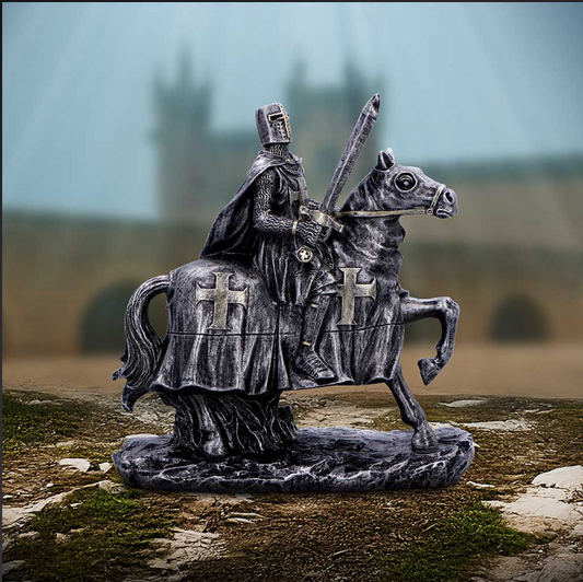 To Serve – Majestic Templar Knight Figurine on Horseback 16cm