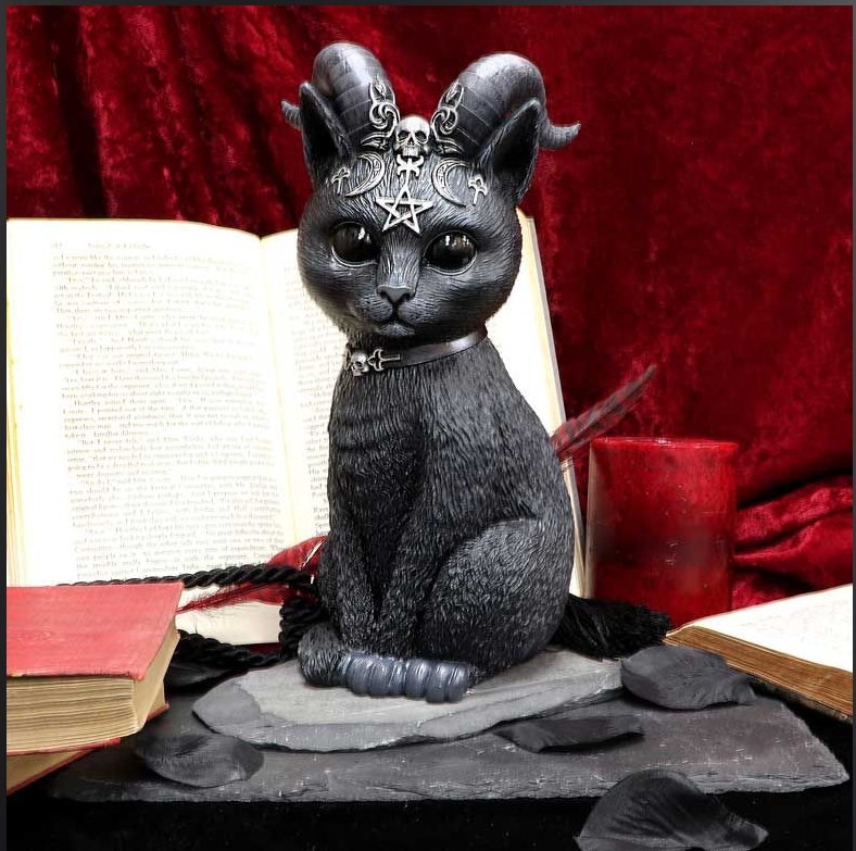 Large Pawzuph Horned Occult Cat Figurine 26.5cm