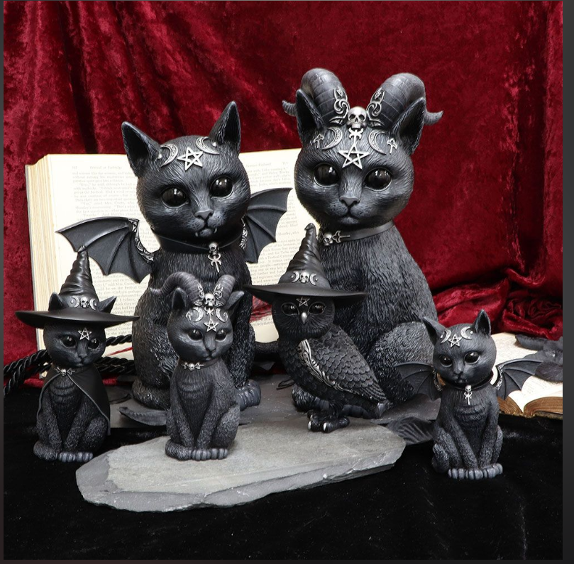 Large Malpuss Winged Occult Cat Figurine