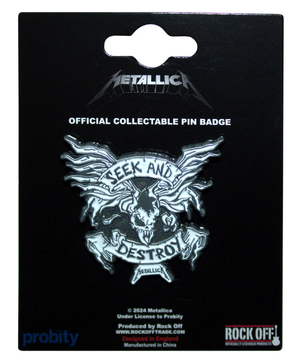 Metallica Pin Badge: Seek & Destroy