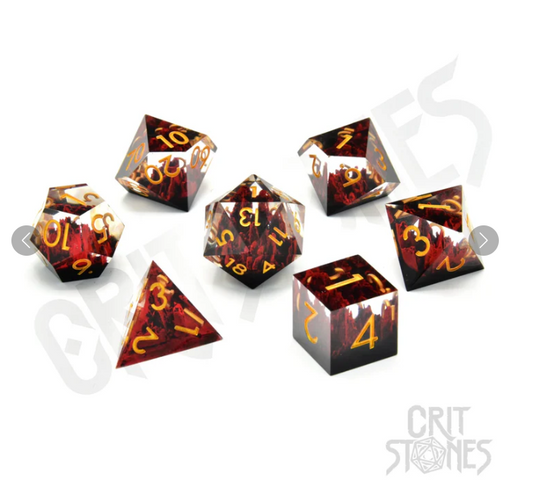 Lava Peaks Sharp Edge Resin RPG Dice Set