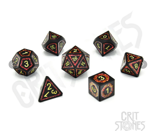 Volcanic Valor Metal RPG Dice Set