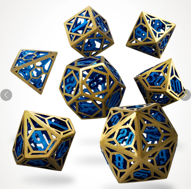 Azure Crown Hollow Metal RPG Dice Set