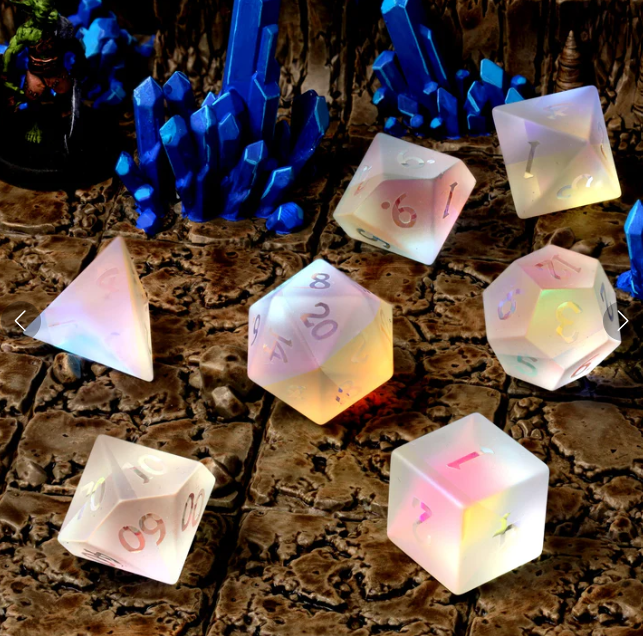 Prismatic Frost Glass RPG Dice Set